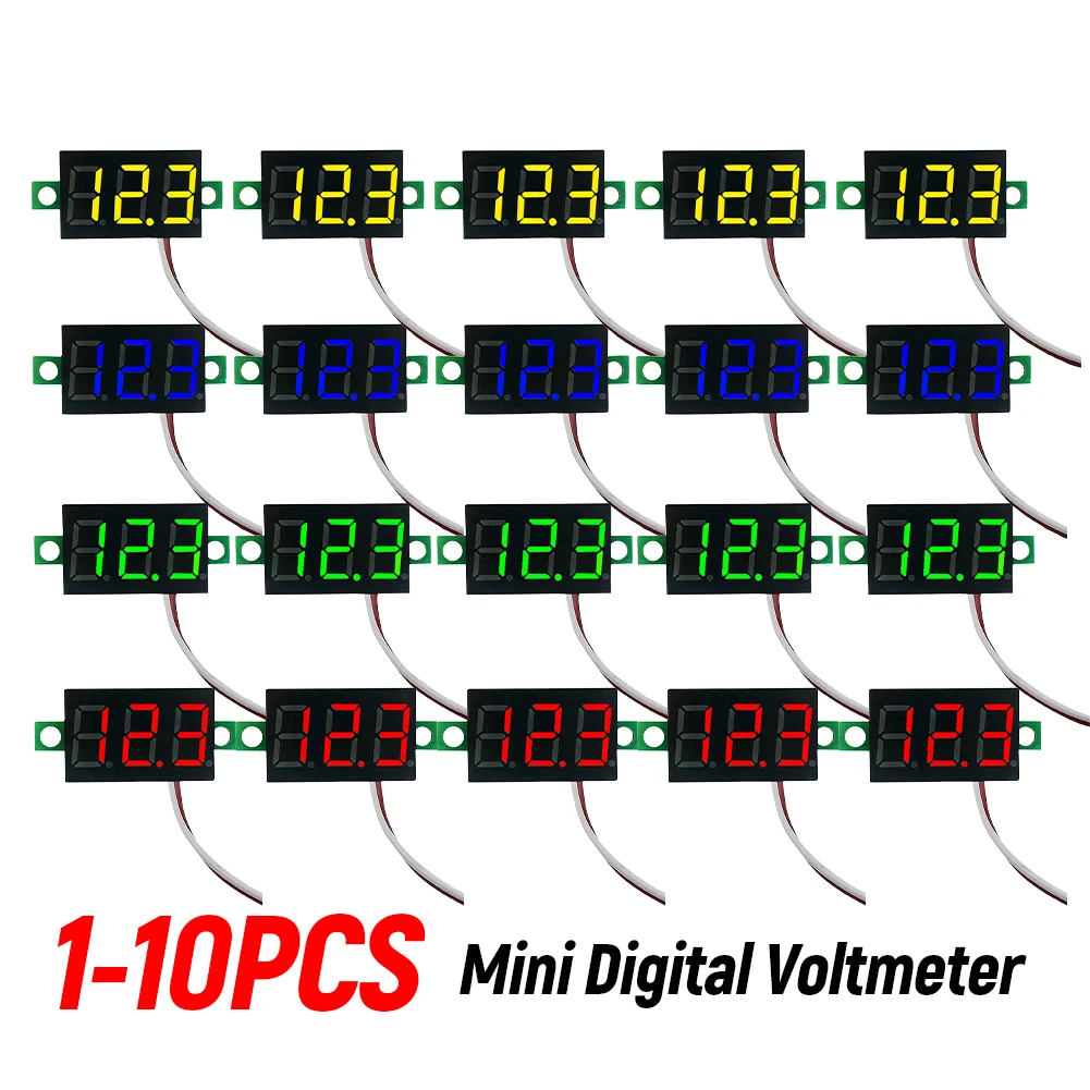 2 Wires Mini Digital Voltmeter LED Display DC 5V-30V 0.28 Inch DC Voltage Display Accurate Pressure Measurement LED Screen Meter