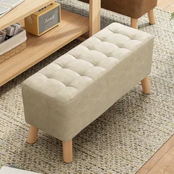 Taburete pequeño de madera para el hogar, silla pequeña cuadrada de tela para sala de estar, sofá rojo Perezoso