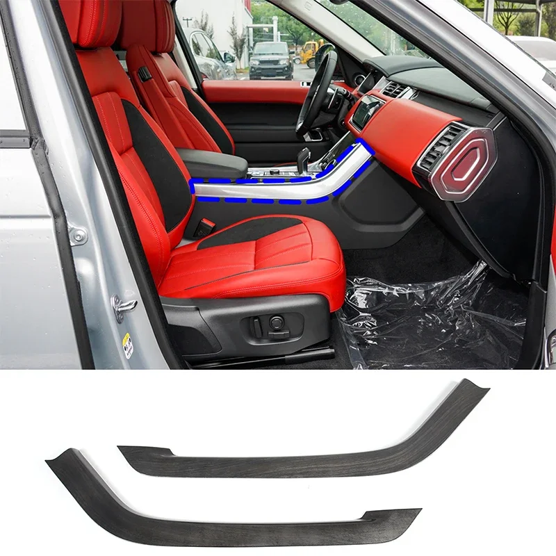 

For Land Rover Range Rover Sport 2018-2022 ABS Black Wood Grain Car Center Control Side Strips Cover Decoration Stickers