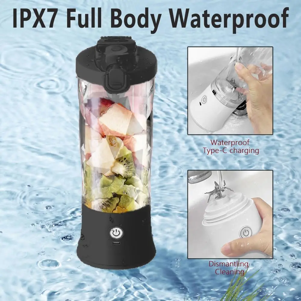 Portable blender with 20oz cup, USB-C rechargeable, self-cleaning, cordless for smoothies, gym, office. 5