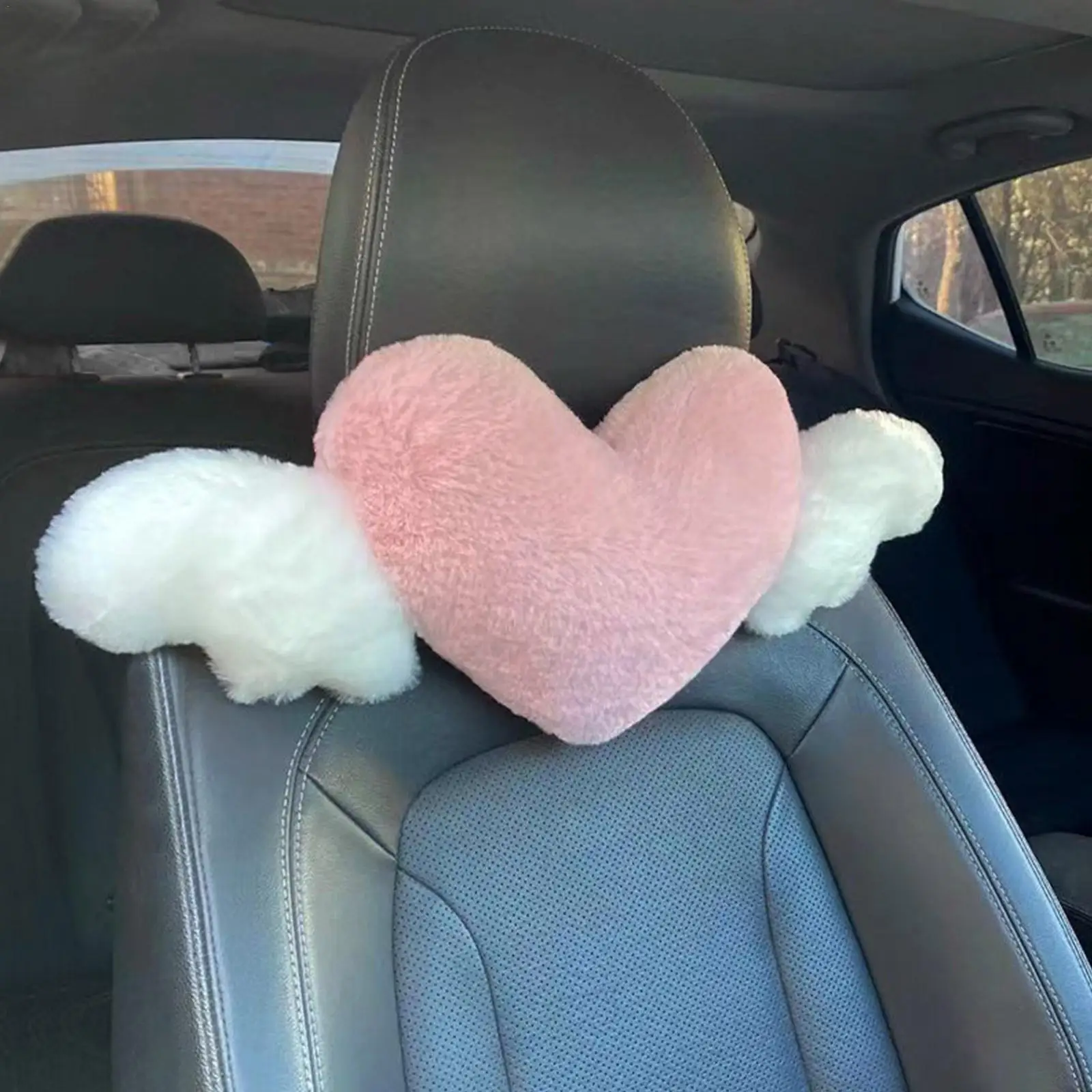 

Universal Love Wings Car Headrest Plush Love Neck Pillow Heart-Shaped Plush Style For Your Car Seat Car Accessories