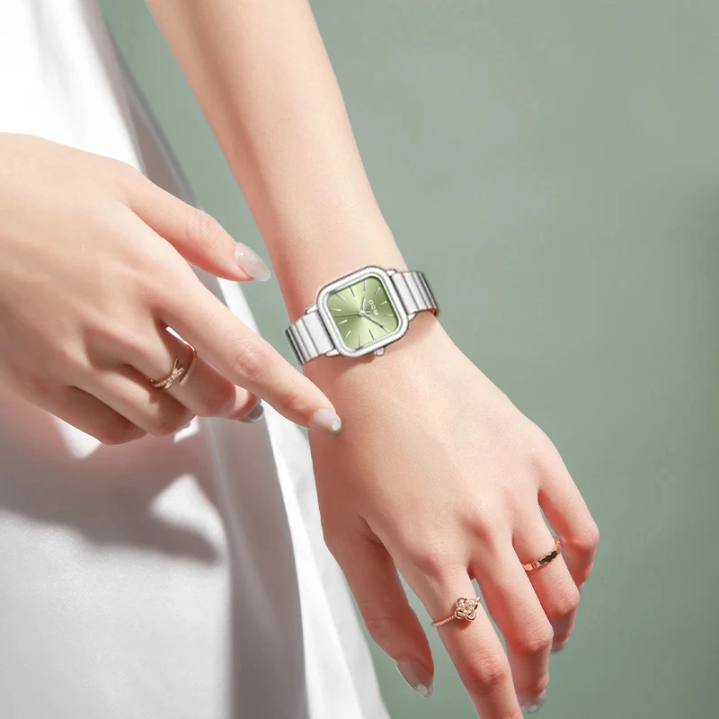 Dom brand Goddess Watch quartz watch Fashion Light luxury steel belt waterproof watch green Simple G-1721D-3M