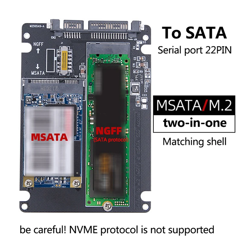 NGFF to SATA 3 외장 HDD 인클로저, MSATA SSD 어댑터, M.2 SATA 프로토콜 어댑터 보드