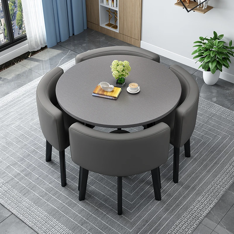 Modern Small Side Coffee Table Sets Tea Pub Black Round Dinning Table Designer Living Muebles De Cafe Tea Chair Set