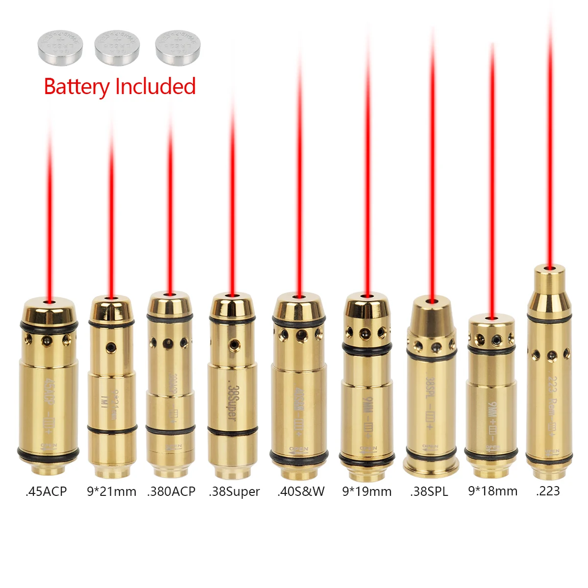 Red Laser Bore Sight 9x19mm .45ACP .9x18mm 9x21mm .223Rem .40S&W Caliber for Pistol Glock 43 17 19 Taurus