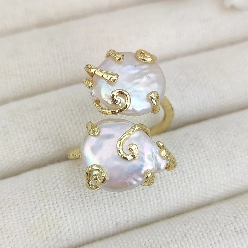 تصميم فاخر غير منتظم لؤلؤة عملة خاتم حفلة موسيقية...