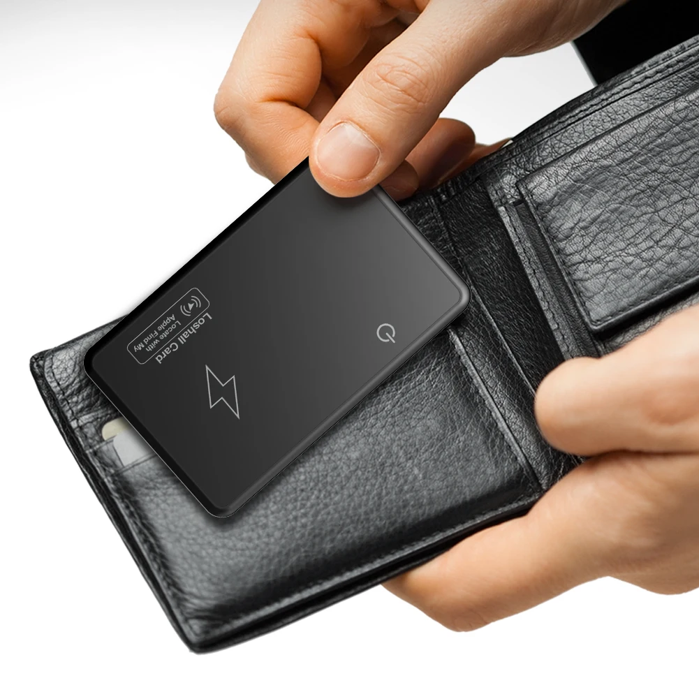 Wireless Charging Wallet Tracker Card Waterproof Work with Apple Find My App Thin GPS Item Finder for Luggage Tag Purse Passport