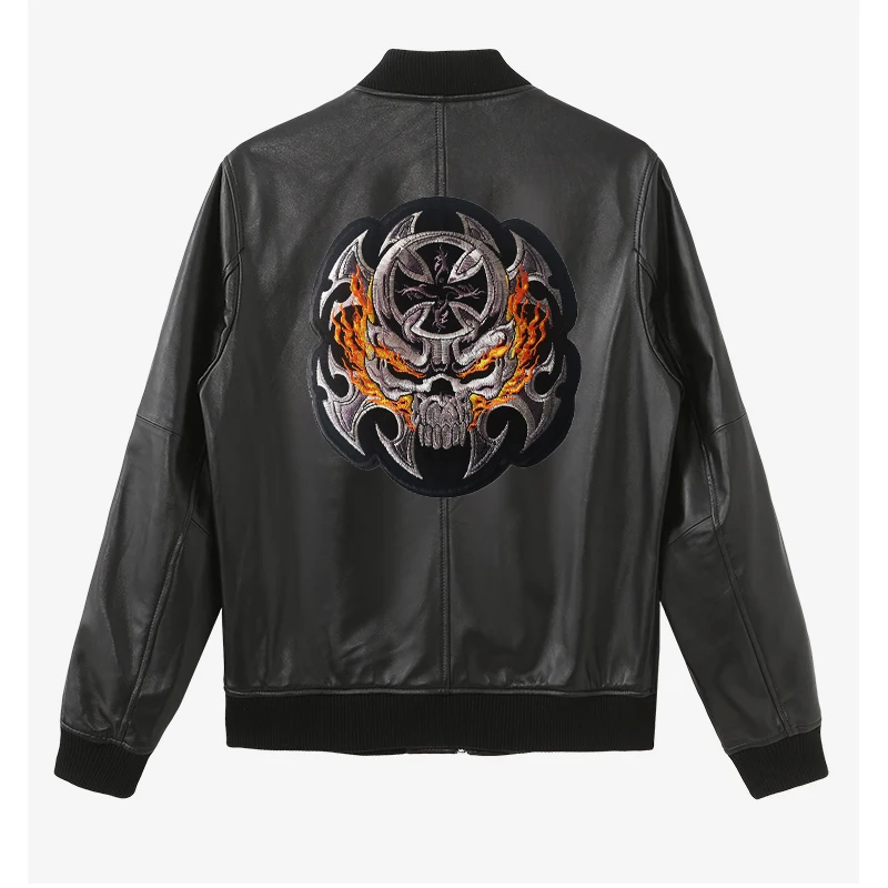 inches Embroidery Patches Fire Skull Angry Flame Skeletonfor