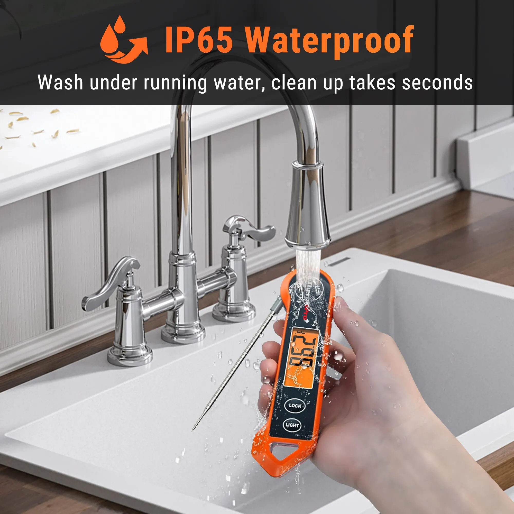 ThermoPro TP19H 디지털 LCD 화면, 즉석 독서 바비큐 고기 요리 온도계, 잠금 및 백라이트 기능