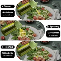Pulvérisateur d'huile pour la cuisine de 470 ml, distributeur d'huile d'olive 2 en 1 et flacon pulvérisateur d'huile, vaporisateur d'huile avec autocollants, flacon pulvérisateur en verre épais 2
