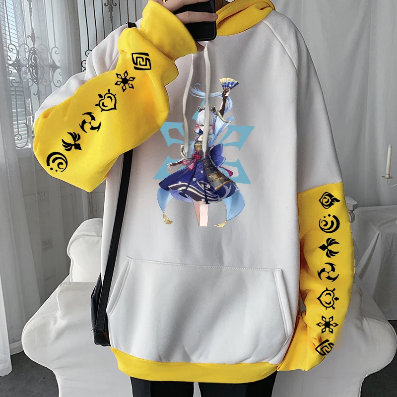 Kamisato Ayaka Genshin Impact Kawaii Game Women Hoodies Sweatshirt Long Sleeve Men Oversized Patchwork Winter Hoodie Streetwear 4