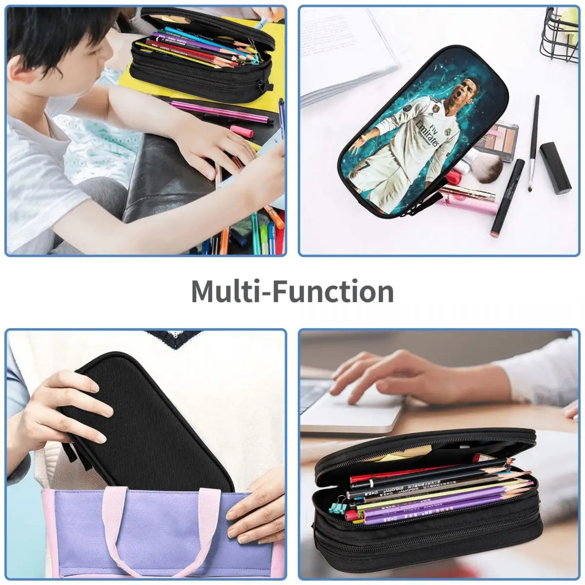 Football Ronaldos Pencil Case Cr7 Pencilcases Pen Box for Student Cr7 Soccer Big Pencil Bags School Supplies Stationery 5