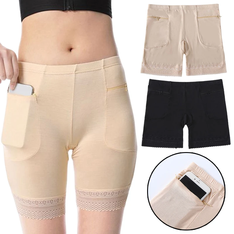 

Fashion Women's Safety Pants Modal Leggings with Pockets Underwear Mid Waist Soft Breathable Underwear Three-point Pants
