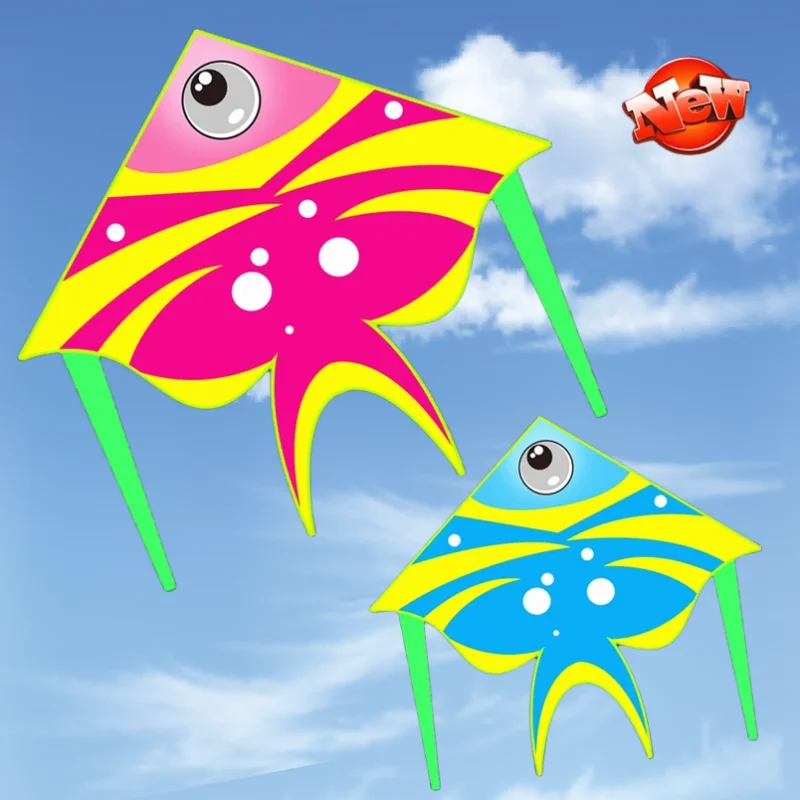 

free shipping fish kite for children reel outdoor game flying toys for kids game from fabric beach wind parrot ikite factory