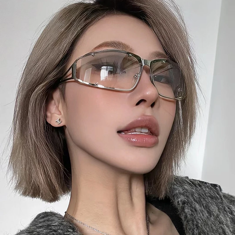 Damenmode Hohle Sonnenbrille Retro Neue Persönlichkeit Straßenfoto Sonnenbrille y2k Steampunk Luxus Klare Linse Trending Shades – Detail 1