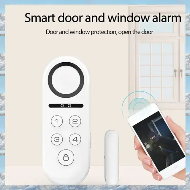2025 New-Tuya Smart Door Window Alarm Sensor Door Magnetic Remote Sound And Light Password Disarm Tuya Smart Home 2
