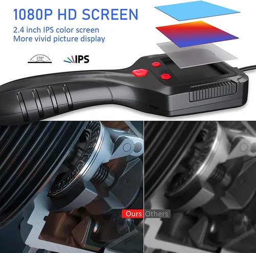 2.4 인치 IPS HD 스크린 내시경 휴대용 내시경 카메라, 하수도 자동차 내시경용 6 Led 조명 3