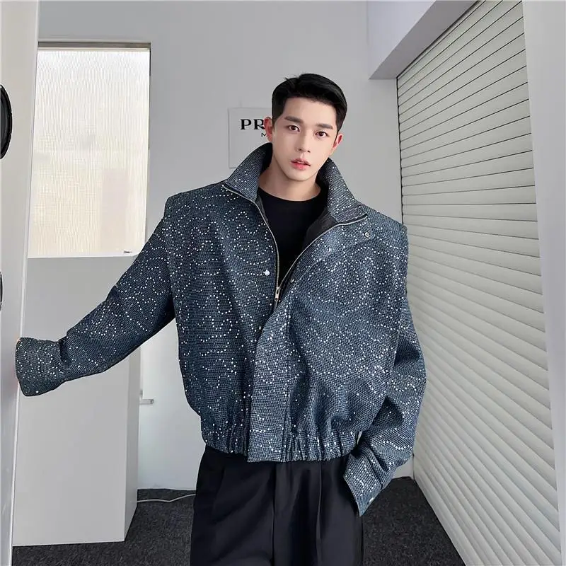 Korean Style Fashion Jacket Trend Men Niche Design Autumn New Versatile Casual Coat Top Elastic Male Zipper Cardigan