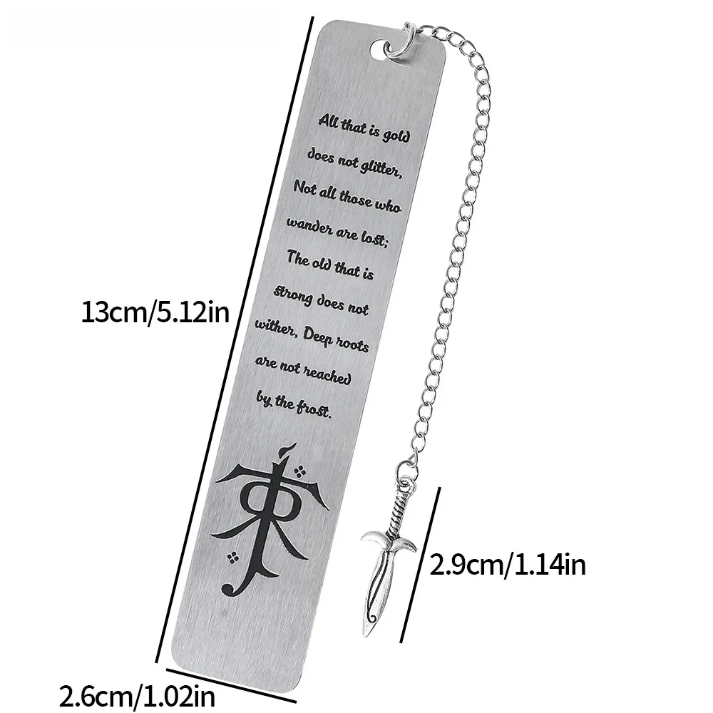 علامة مرجعية معدنية من الفولاذ المقاوم للصدأ سيد الخواتم هوبيت هدية التخرج التقاعد علامة كتاب تحفيزية
