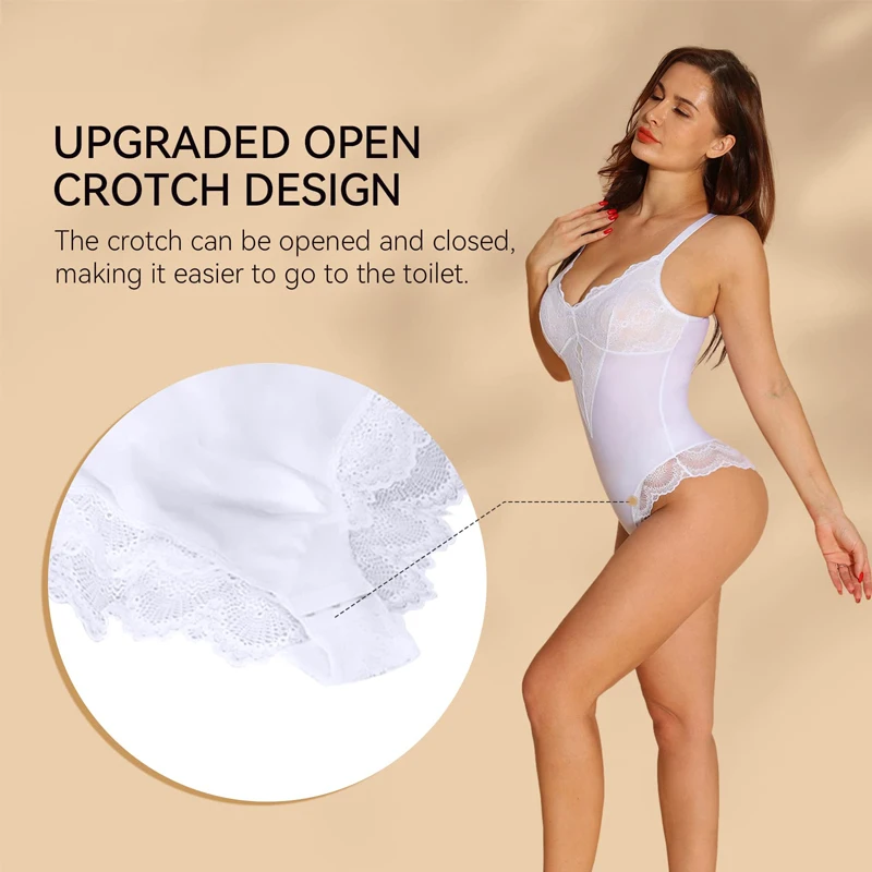 LILVIGOR-ropa moldeadora de encaje para mujer, Body moldeador, Control de barriga, sin mangas, cuello en V, camisola sin espalda, corsé adelgazante