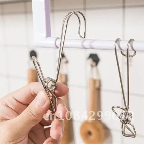 

Short Tail Stainless Steel Hanger Clip with Hook Hanging Clip Non-Slip Grip Hanging Universal Clips for Kitchen And Bathroom