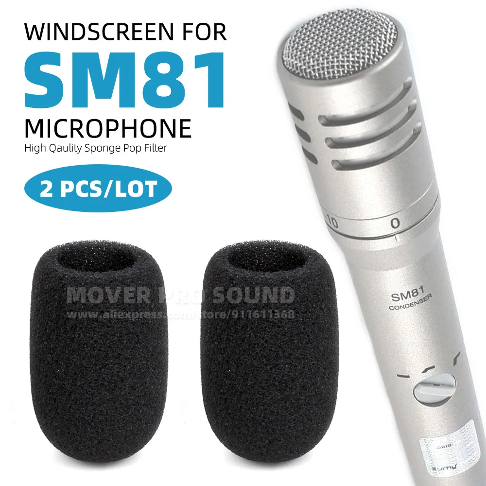 SHURE SM81 SM 81 LC 마이크 앞유리 팝 필터, 스폰지 폼 장비, 방풍 마스크 커버, 2PCs/로트