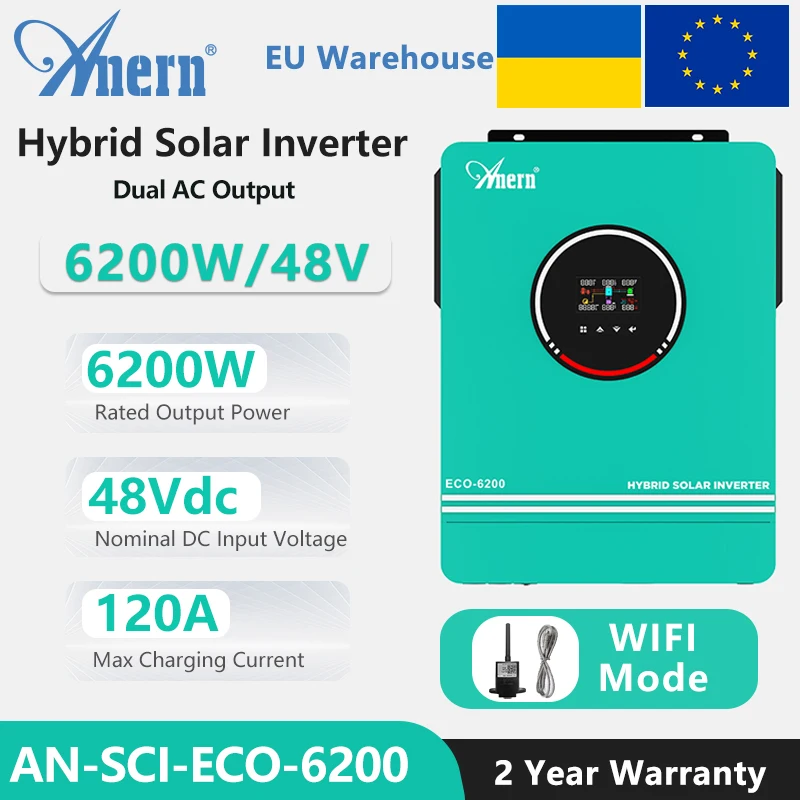4.2KW 6.2KW Hybrid Solar Inverter 6200W 24V 48V 220V 120A MPPT Solar Controller 90-450V Off Grid Inverter With Wifi solar charge controller