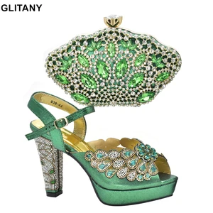 New Arrival Italian Women Shoes and Bag Set Decorated with Rhinestone Plus Size Women Shoes 43 Wedding Shoes for Women Bride