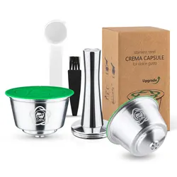 Reusable Stainless Steel Coffee Capsule with Milk Foam Filter Cartridge (2pc-t)