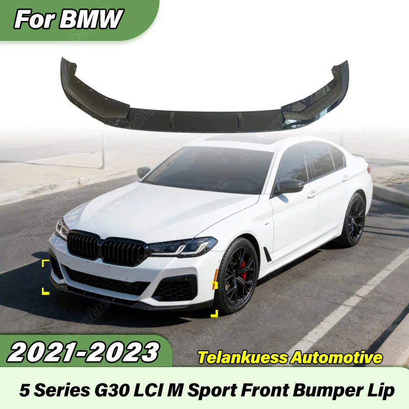 BMW 5 시리즈 G30 LCI M 스포츠 2021 2022 2023 차량용 FD 스타일 프론트 범퍼 립 스포츠 레이싱 3PCS 프론트 립 바디 개조 키트