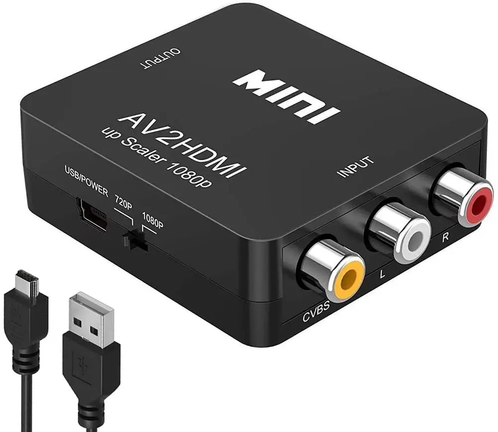 Convertitore Da Rca A Hdmi 1080P Adattatore Convertitore Audio Video Da Av A Hdmi Composito Rca Per Ps2 Wii Xbox Snes N64 Vhs Vcr Camera