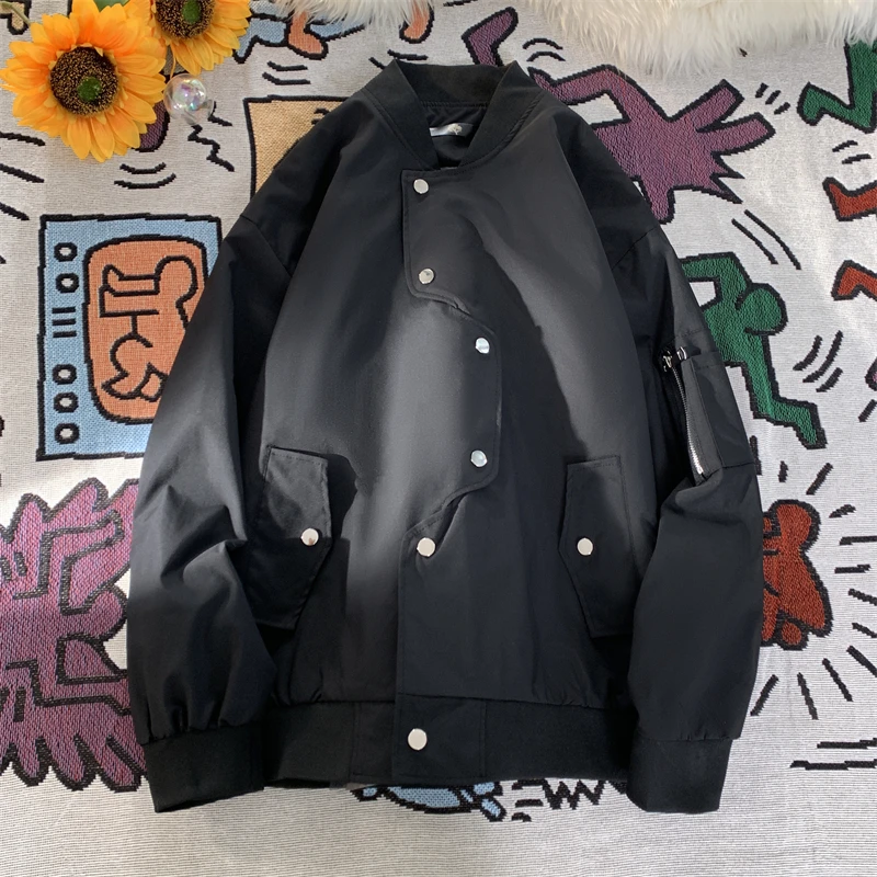 thumbnail image 1 of Chaqueta de béisbol urbana de Hip Hop para hombre, abrigo extragrande de otoño, uniforme universitario para parejas, chaquetas holgadas de estilo Punk universitario, 1 of 5