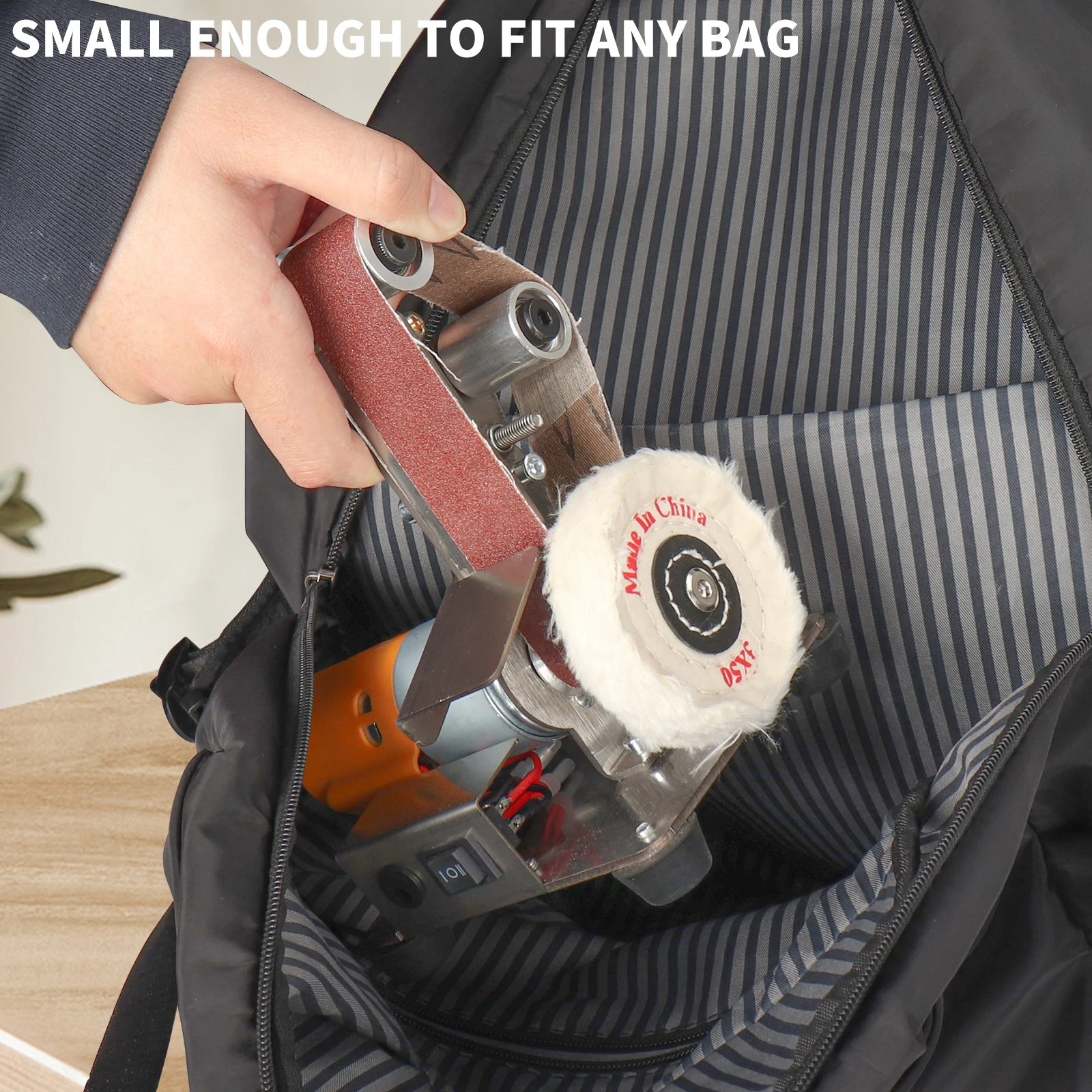 Electric Grinder Electric Sander Belt Sander Mini Speed Regulating Electric Belt Sander Multifunctional Belt Polishing Grinder for Knife Sharpening DIY Grinding Tool110-220V