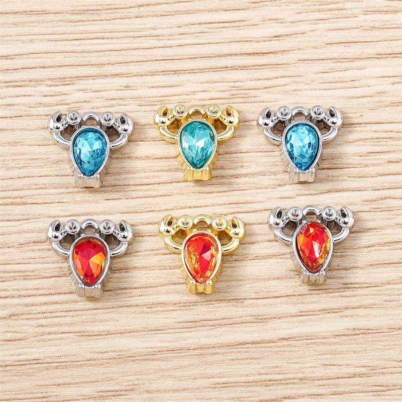 5 Stück 11 x 10 mm niedliche Mini-Kristalllegierung, Krabben-Charms-Anhänger für Schmuckherstellung, Tropfen-Ohrringe, Halsketten, Armbänder, Zubehör, Geschenke – Detail 2
