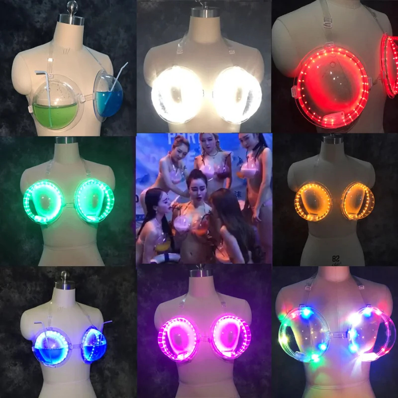 

LED Light-emitting Bra Nightclub Cocktail Bras Feeding Milk Cover Bar Atmosphere Props Light-emitting Clothing Female Luminous