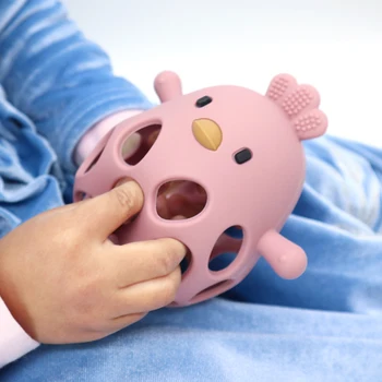 1PC Silicone Baby Teething Toys Hollow Out Baby Items Cartoon Chick Shape Baby Toys Nursing Baby Products Soft Baby Stuff 1