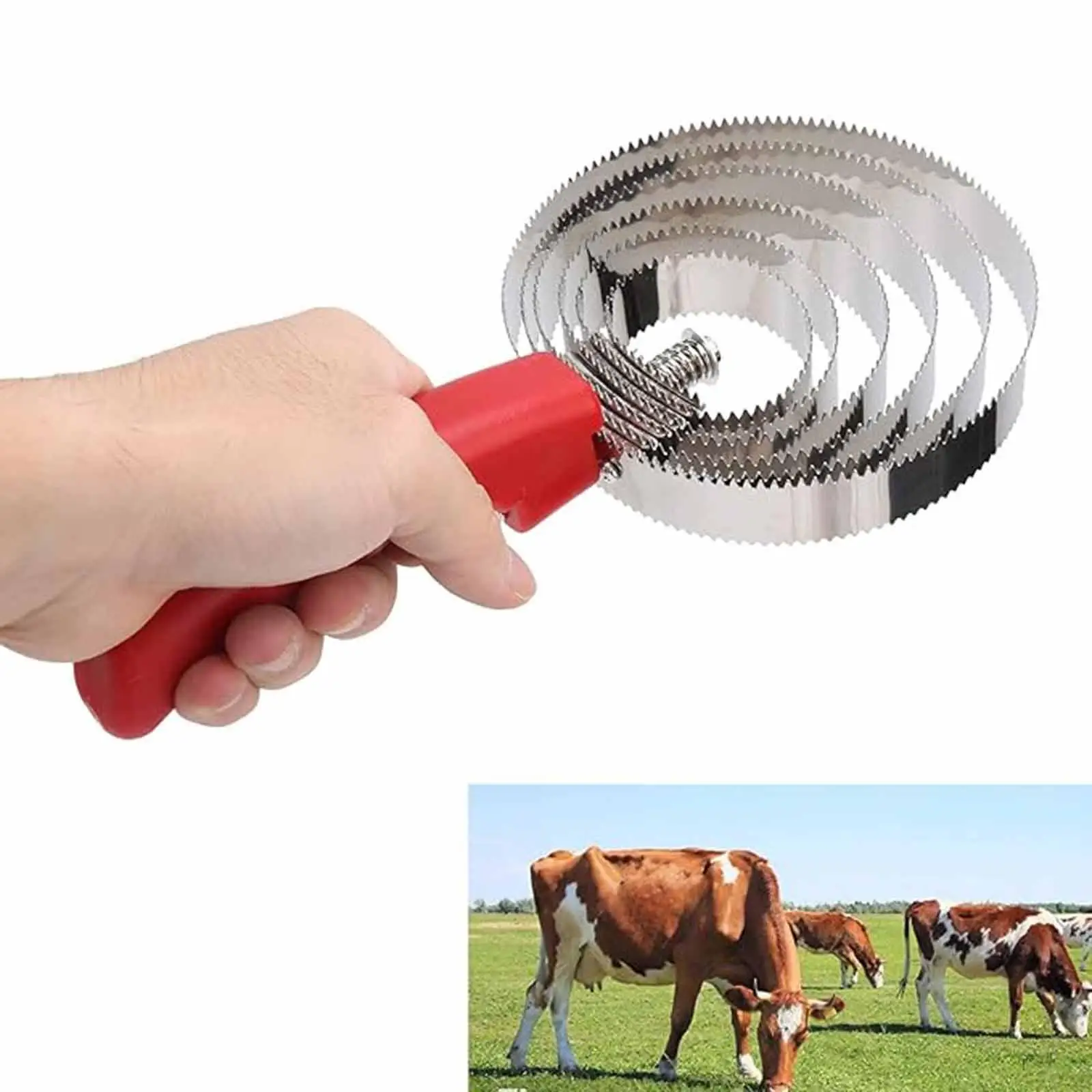 Metal Curry Comb with Handle Horse Shedder Sweat Scraper for Horse Pet Cow