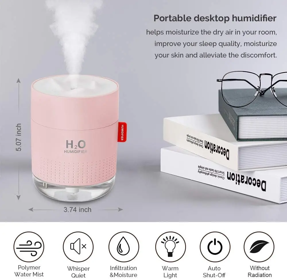Dehumidifier Moisture Absorbers Air Dryer with 500ml Water Tank Quiet Air Dehumidifier for Home Basement Bathroom Wardrobe