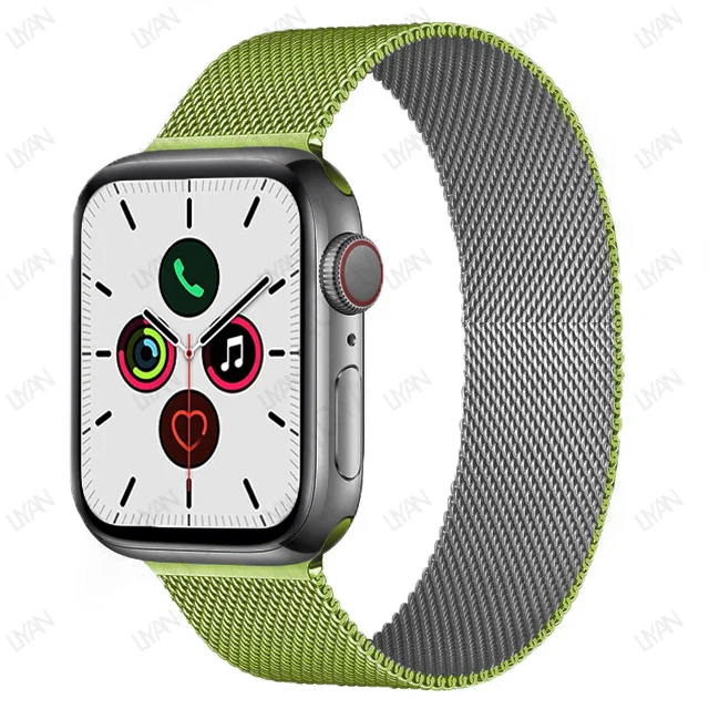 Magnetic Loop Strap For Apple watch Band 45mm 41mm 44mm 40mm 42mm 38mm Stainless steel correa bracelet iWatch serie 3 7 5 6 se 3 Green Sliver 33