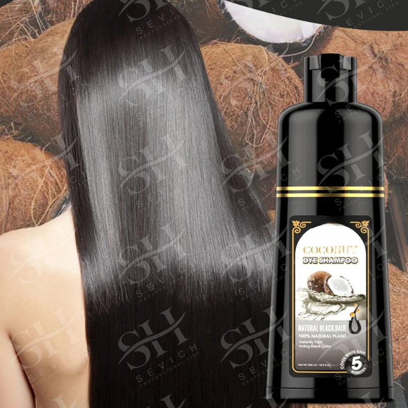 500ml Coconut Ginger Shampoo Fast Black Hair Dye Coloring Nourishing Shampoo Hair Care Tool hair darkening shampoo bar 5