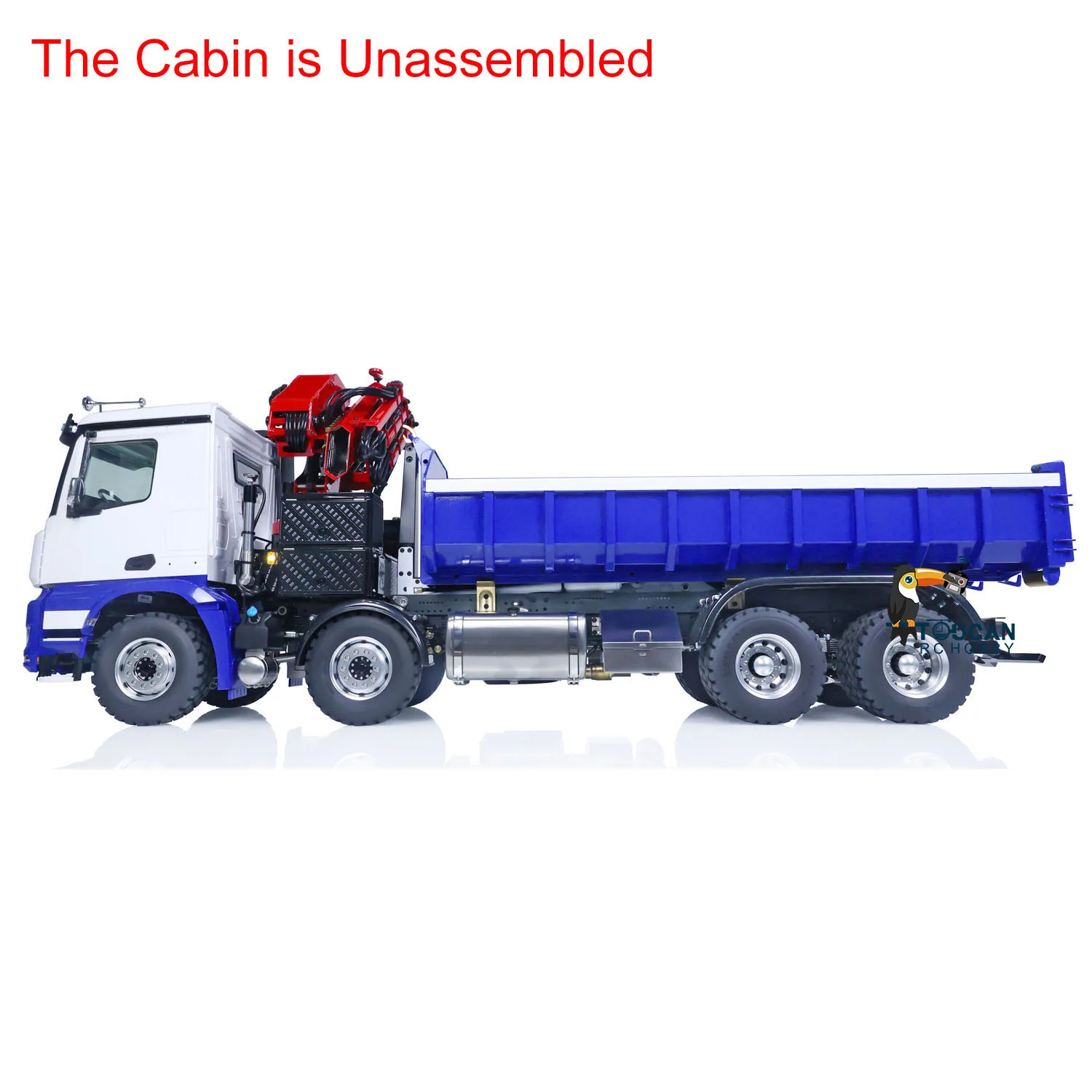 8X8 LESU 1/14 Scale RC Hydraulic Dump Truck Tipper Kit Cabin Finished Crane Car Remote Control Dumper Vehicle Light Sound Set 3