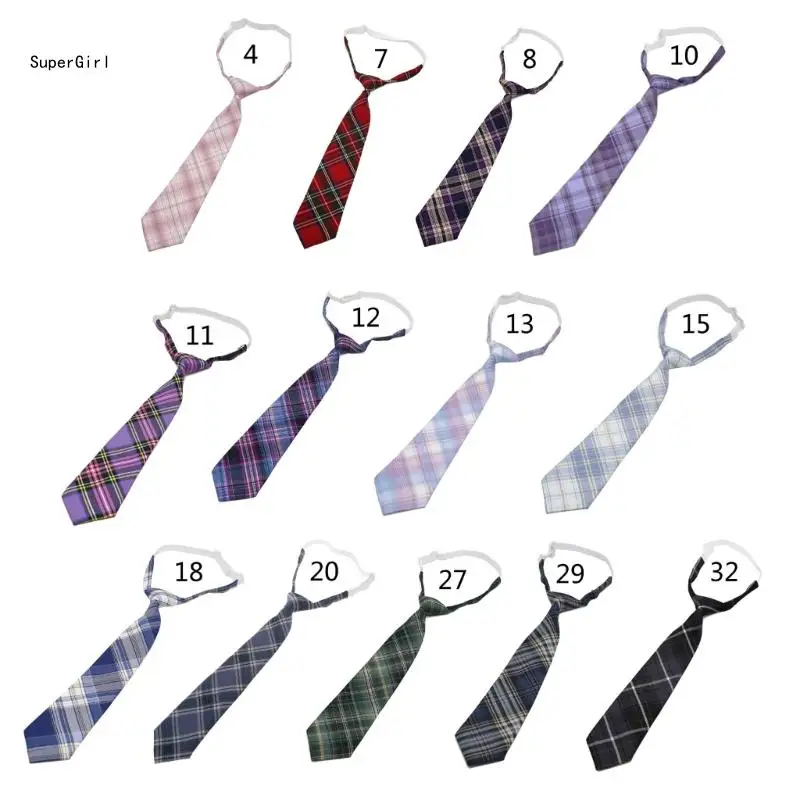 Lazy JK Ties Women Plaid Necktie Plaid Uniform School Student Neckties for Boy Girl Japanese Cosplay Neckwear woven necktie