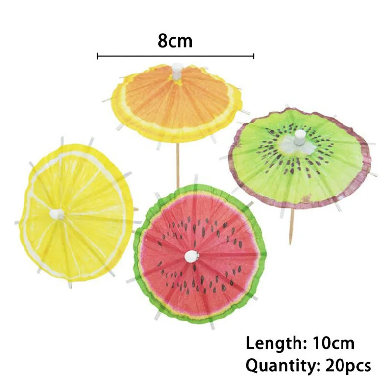 Description Picture 5 of item20/50PCS Coconut Tree Watermelon Paper Umbrella Cocktail Parasols Drink Fruit Picks Cake Topper Birthday Party DIY Home Supplies