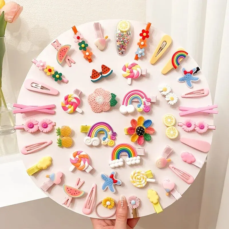 Cartoon Bear Baby Hair Clips Cute Girls Princess Hairpins Hair Accessories 14Pcs hair clips