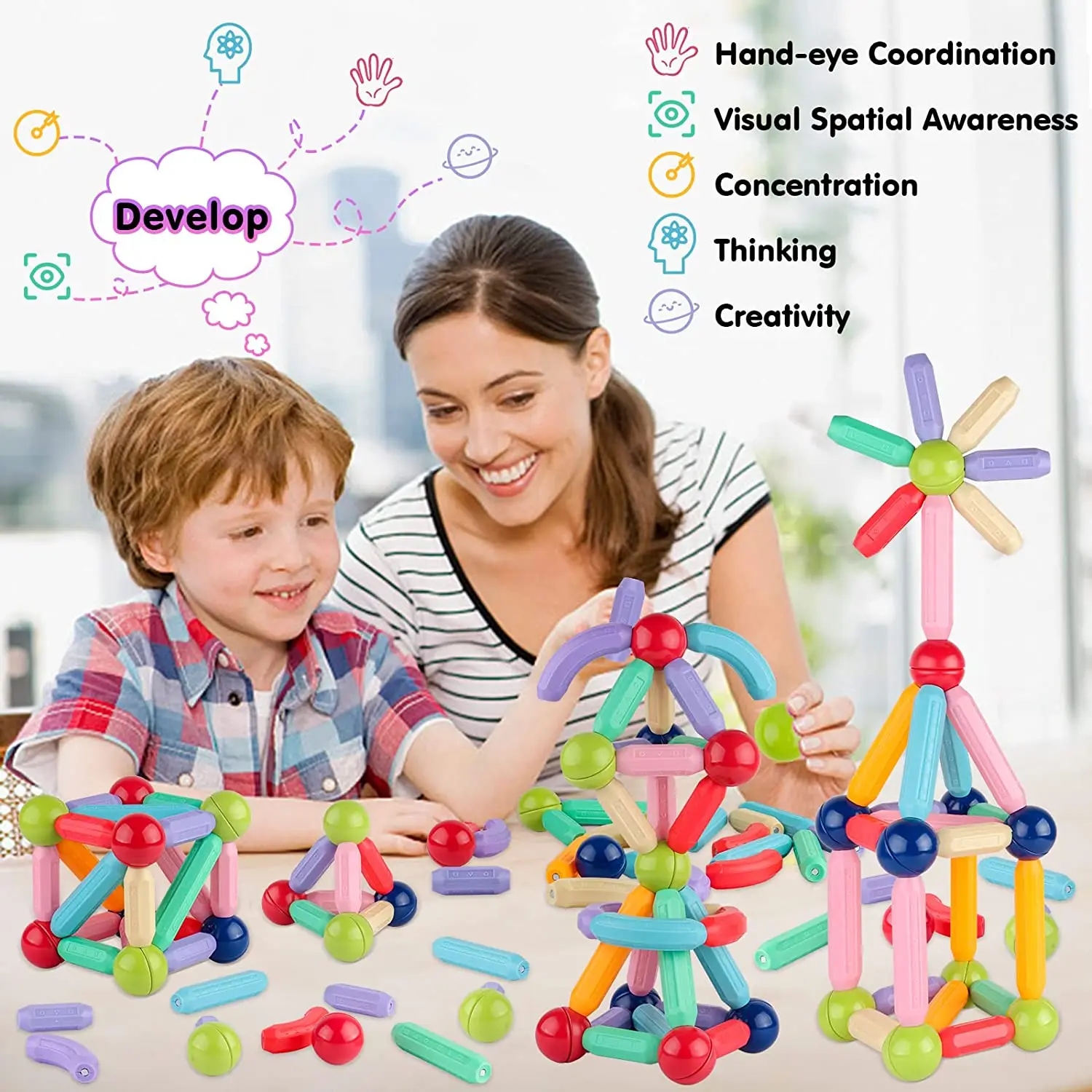 Magnetic Building Blocks Kids Toys Montessori Stem Educational Construction Set For Toddler Christmas Gift