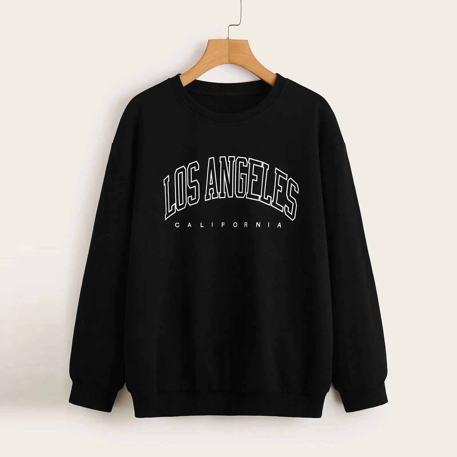 

Los Angeles Print Sweatshirts Women Harajuku Loose Crew Neck Hoodies Oversize Leisure Pullovers Sudaderas Sportswear Tracksuits