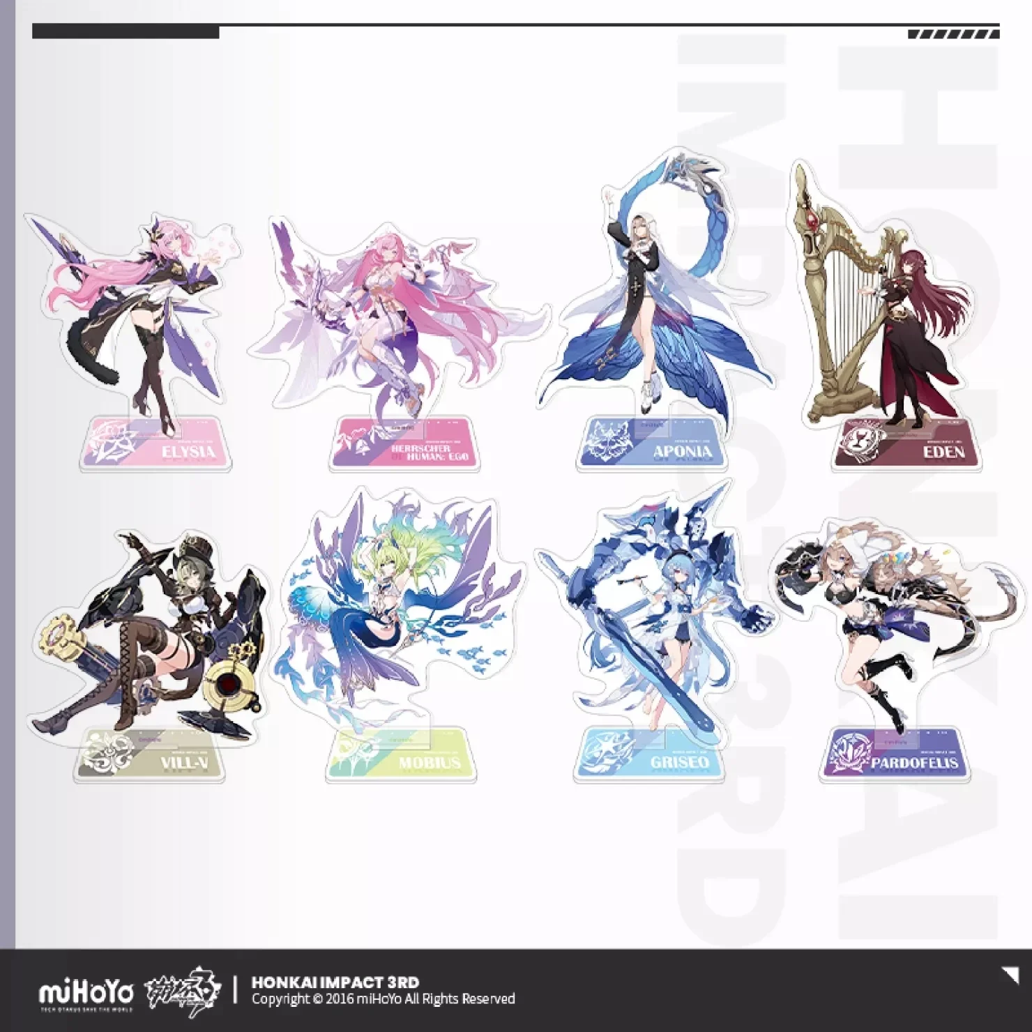 

Sunsyea Honkai Impact 3rd Official Merch miHoYo Original Authentic Acrylic Stand VILL-V Pardofelis Griseo Elysia Eden Aponia