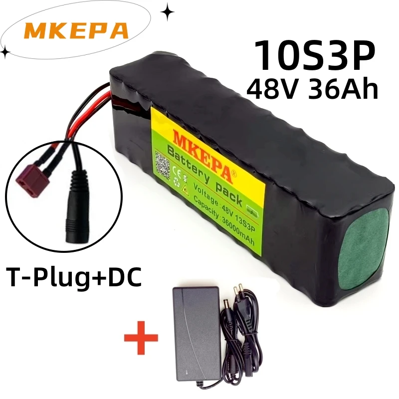 

48V36Ah custom13S3P 1000w lithium-ion battery pack, suitable for 54.6v electric bicycles and scooters, with BMS+54.6v 2A charger
