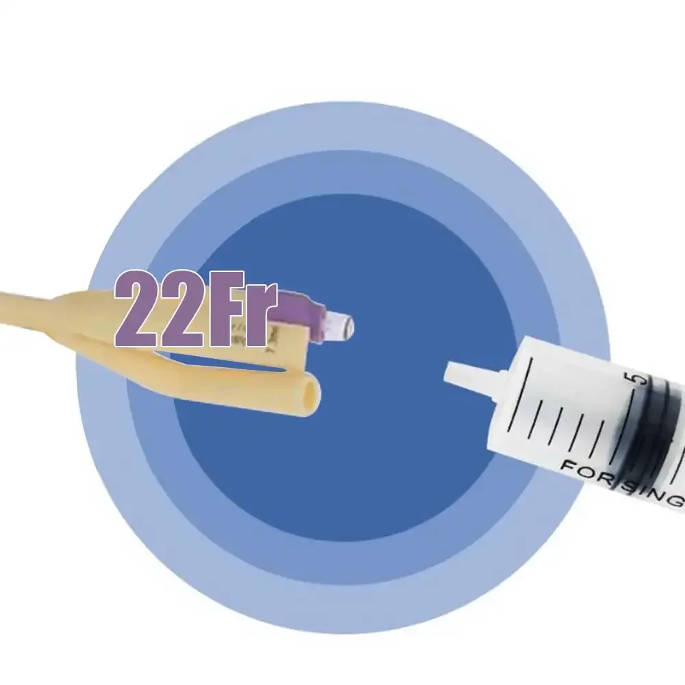 1x 3Way Medical Balloon Latex Foley Catheter Silicone Coating Urine Tube Male Foley Inserted Tube Urine Catheter with Soft Valve
