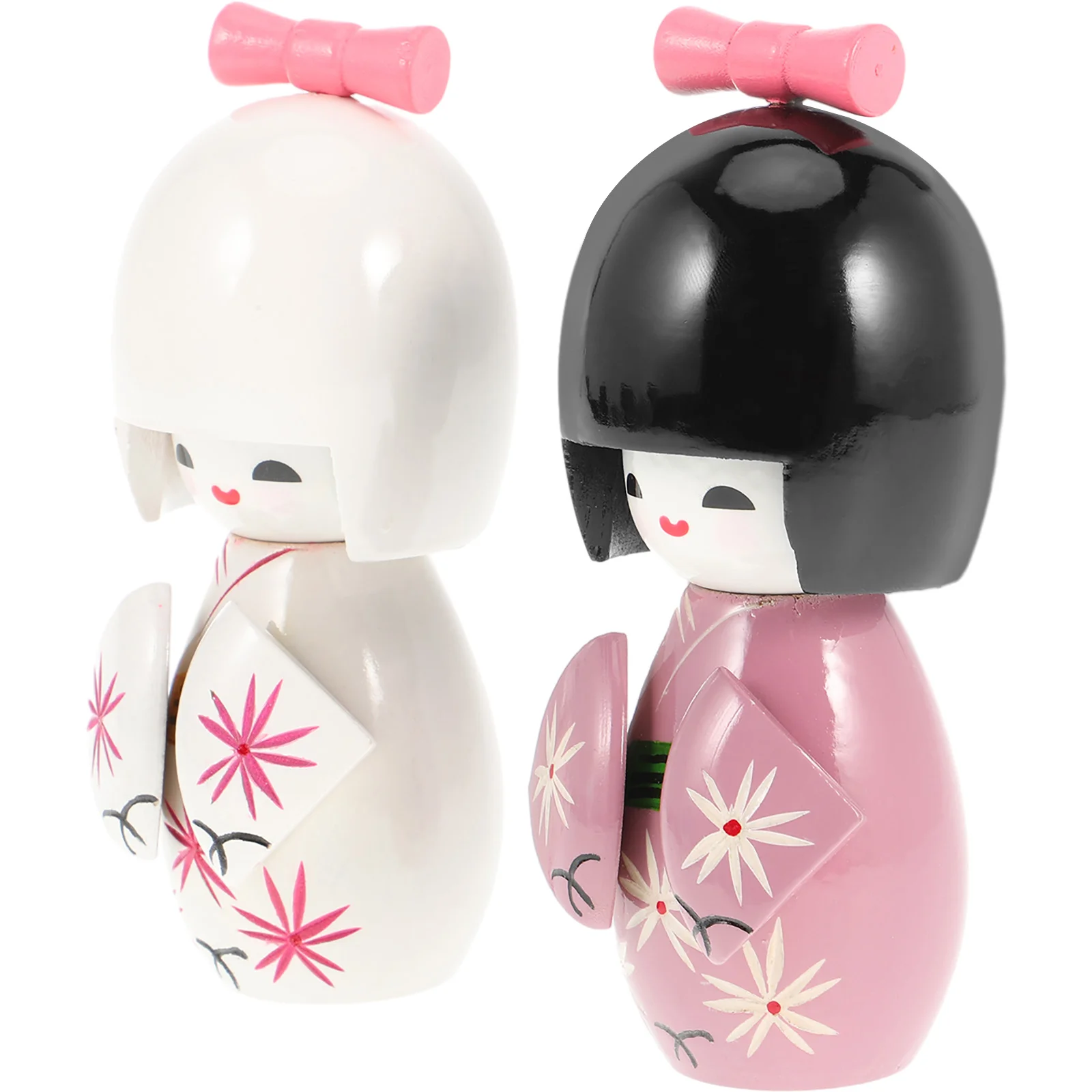 

2 Pcs Kimono Desktop Ornament Artistic Girl Japanese Style Adornment Wooden Crafts